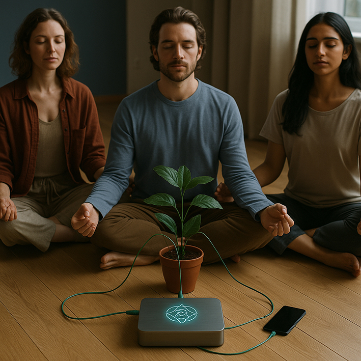 Cosmic Consciousness device and three meditators